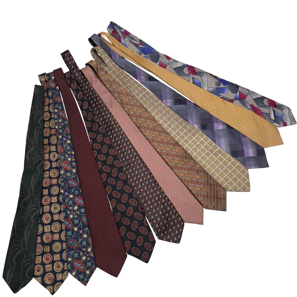 Lot of 12 Neckties Ties Men Multicolored Silk Tie Bundle Kuppenheimer Plaid